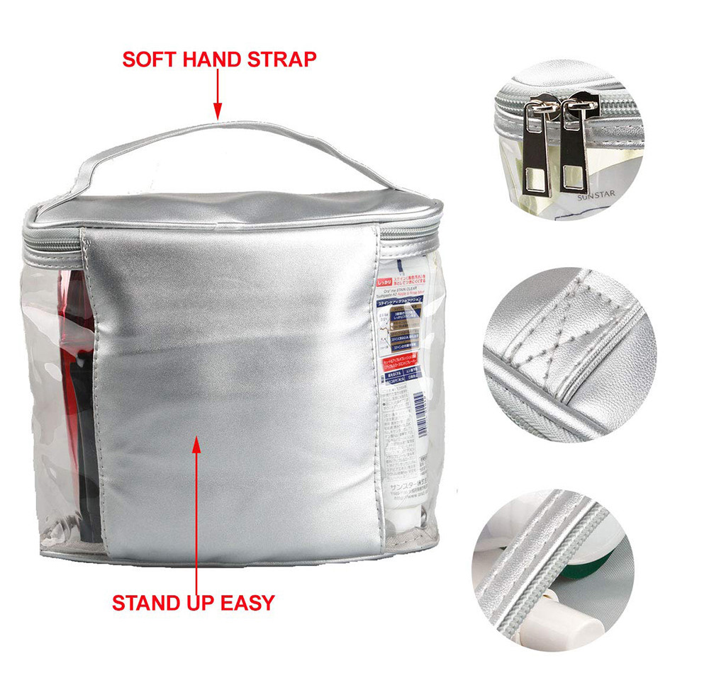 Women PVC Leather Travel Storage Pouch With Handle