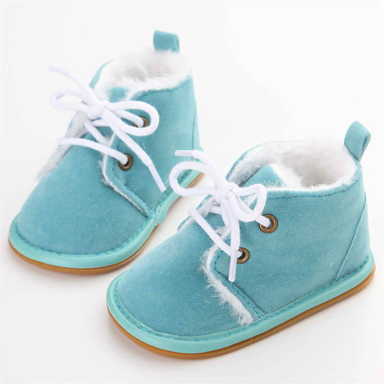 Rubber sole winter warm cotton Lace-up 0-2 years boy girl prewalker baby girl boots