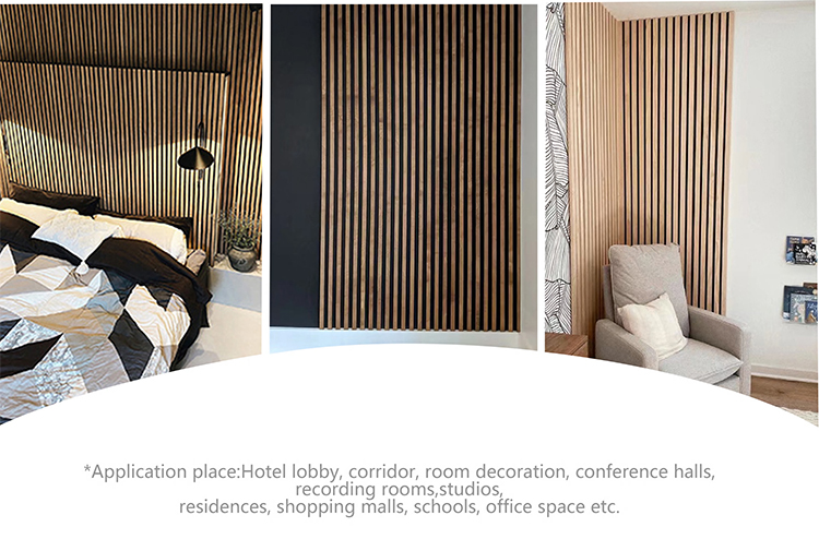 Wooden Slats Wall Sound Absorbing Acoustic Panel with Melamine Finish and Free Sample