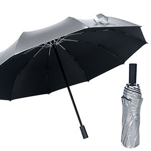 Titanium Silver All Weather Folding Umbrella UV50+ Sun Rain Protection Umbrella