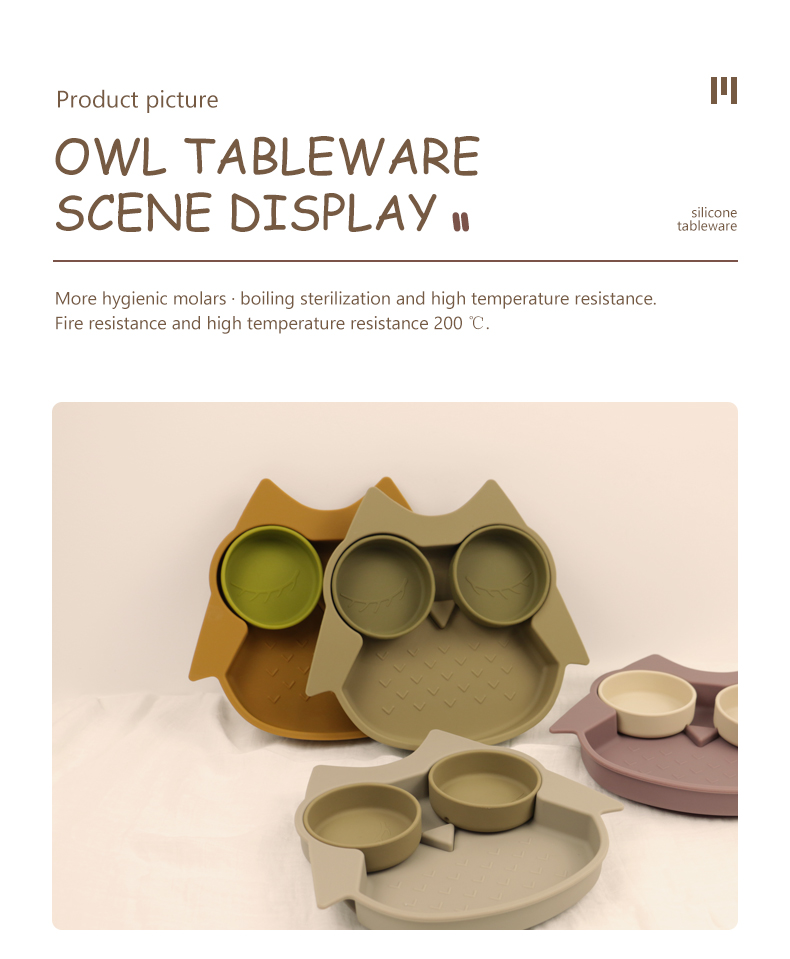 Owl Shape Silicone Baby Suction Plate Non Toxic BPA Free With Pantone Color