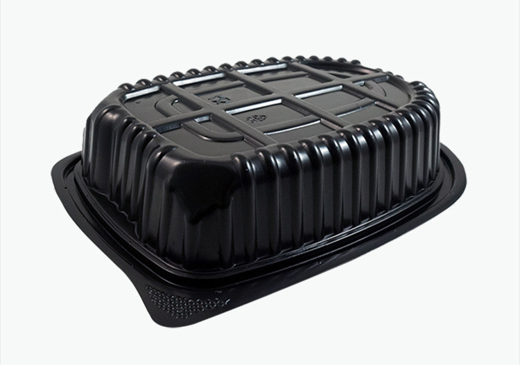 Transparent PP Roast Chicken Plastic Container Black Bottom Anti Fog Lid