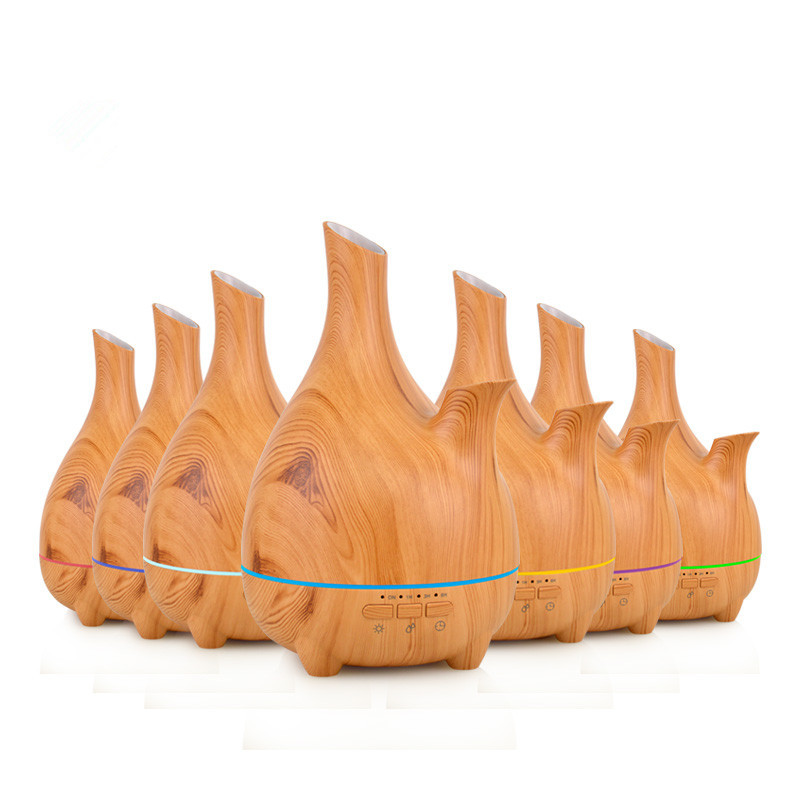 Ultrasonic 500ml Wood Grain Diffuser With Flower Arrangement Tank