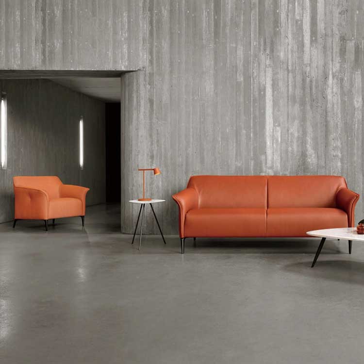 Orange Corner Leather Sofa Set Flexibility Fabric Modular 1 2 3 Seat