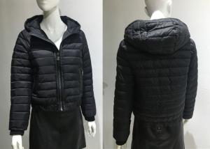 China Warm Short Quilted Bomber Jacket Black Polyester Lightweight Jacket Cotton Wadded Outwear on sale