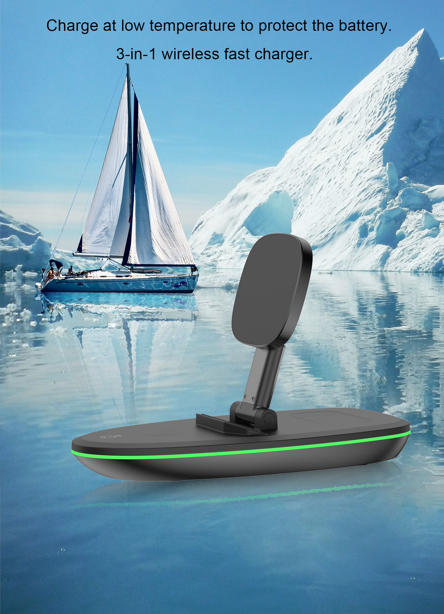 Portable 15W Wireless Charger Station Fast Magnetic Charging For IPhone Multifunction