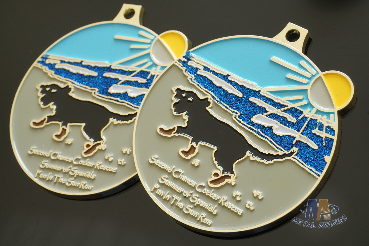 Round Shape Fun The Sun Run And Racing Metal Medal Shiny Gold Plating