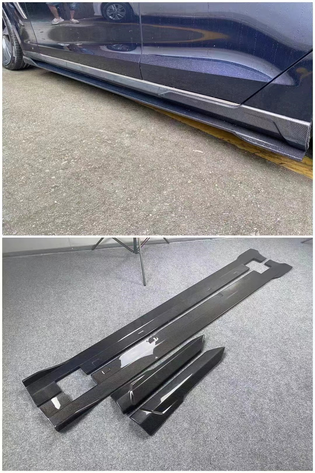 Selling Model S Body Kit Carbon Fiber Front and Rear Bumper Side Skirts Spoiler for Tesla Model S