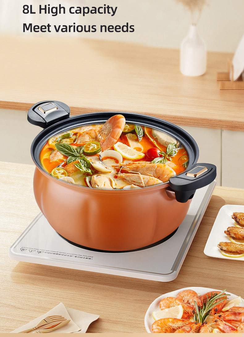 8l Large Capacity Iron Micro Pressure Cooking Pot Maifan Stone Non Stick Coating