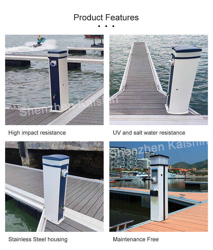 Marina Floating Dock Water Power Electricity Service Pump Station Jetty Pedestal Marina Marine Bollards Service Pedestal