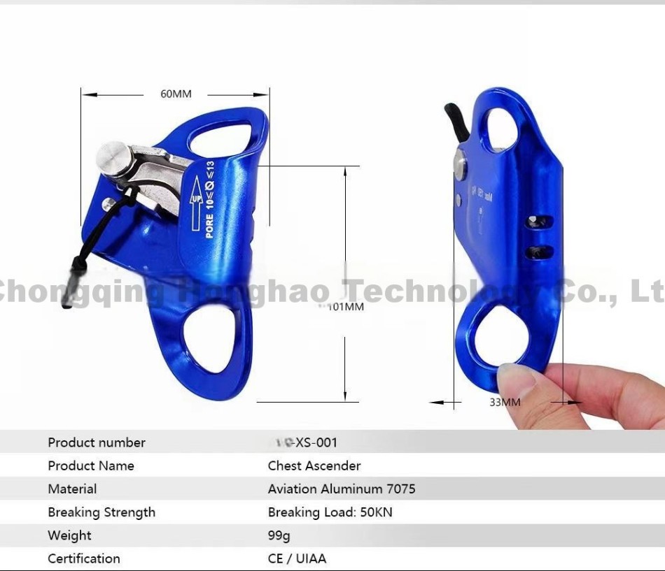Safe Outdoor Climbing Aluminium Alloy Chest Ascender for Outdoor Cave Exploration