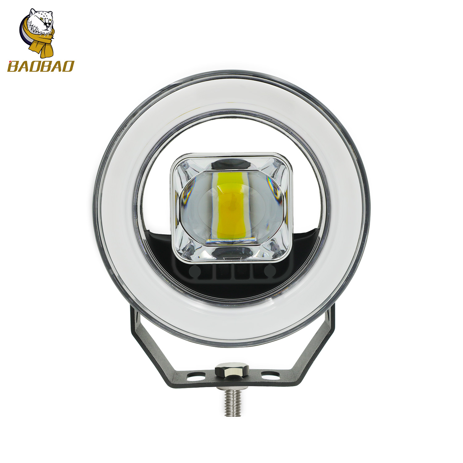 White Yellow Offroad Round LED Fog Lights For Motorcycle Car