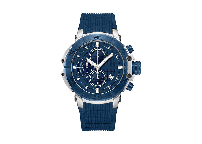 Rose Gold Stainless Steel Chronograph Watch Men High Strenght Silicone Strap