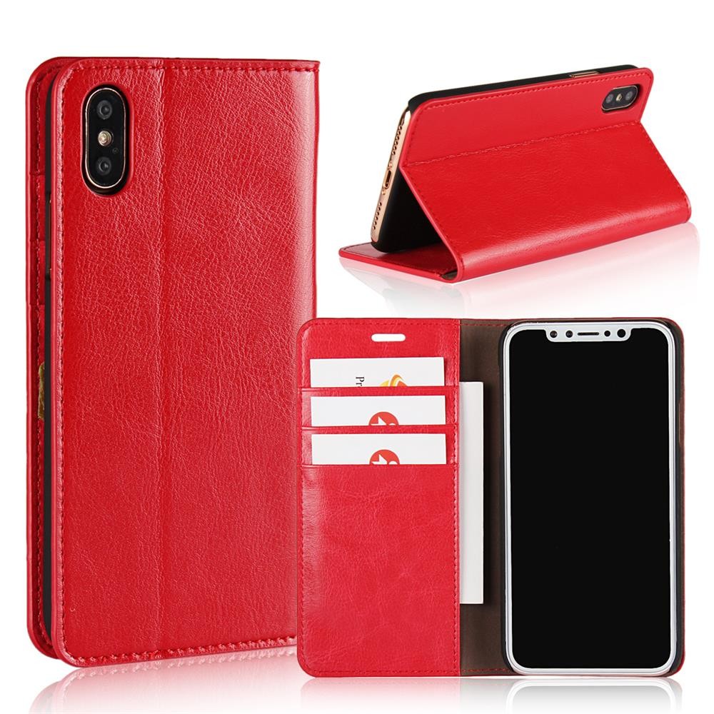 iPhone 8 Case, Genuine Leather Wallet Case Folio Flip Cover for iPhone 5/6/7/8/X/XS/XS MAX/XR