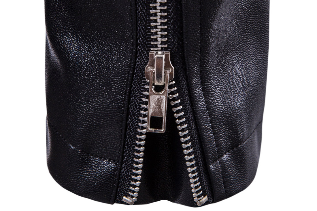OEM classic popular best quality solid color slim fit men moto leather jacket