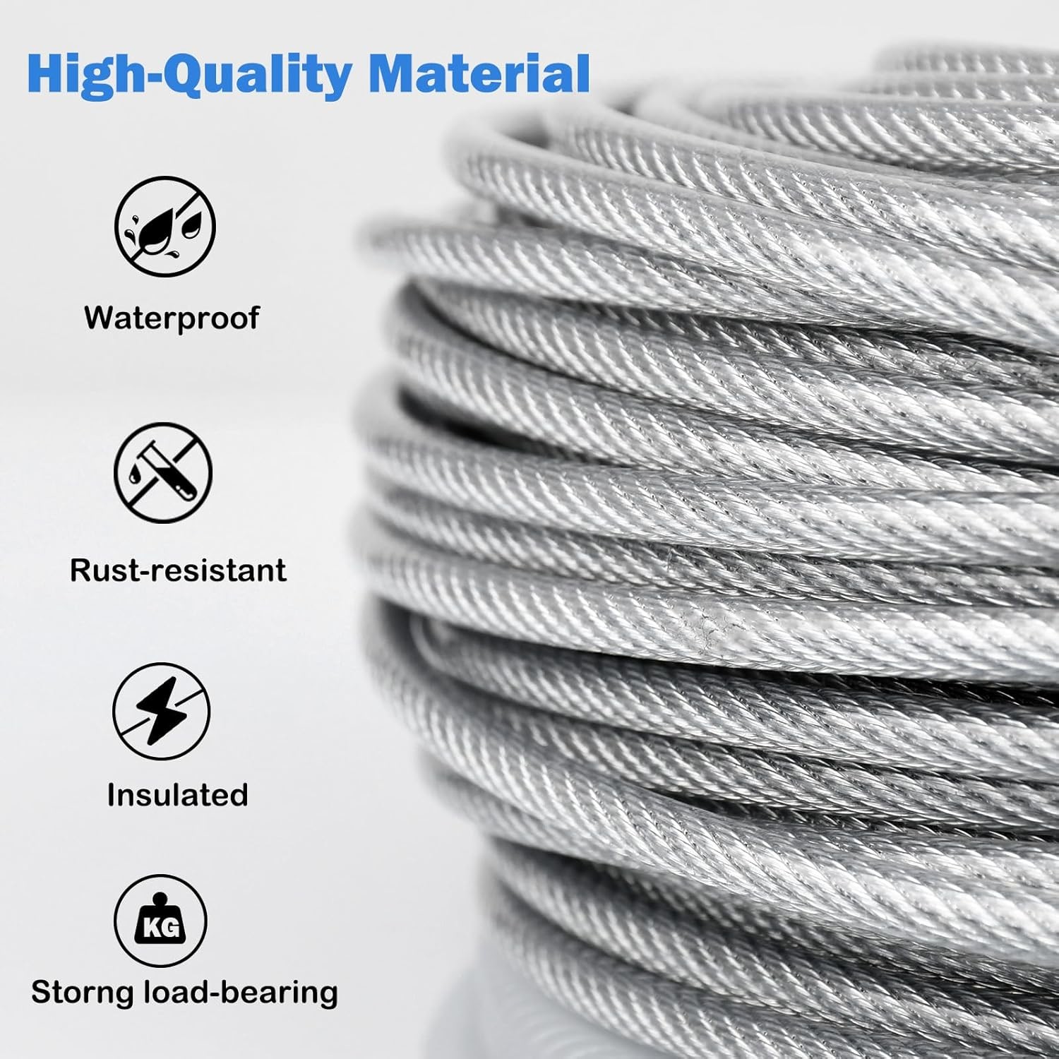 500FT Aircraft Steel Wire Rope SS Cable 7x7 For Deck Railing Kits Hardware 1/8" 5/32" 3/16" 1/4"