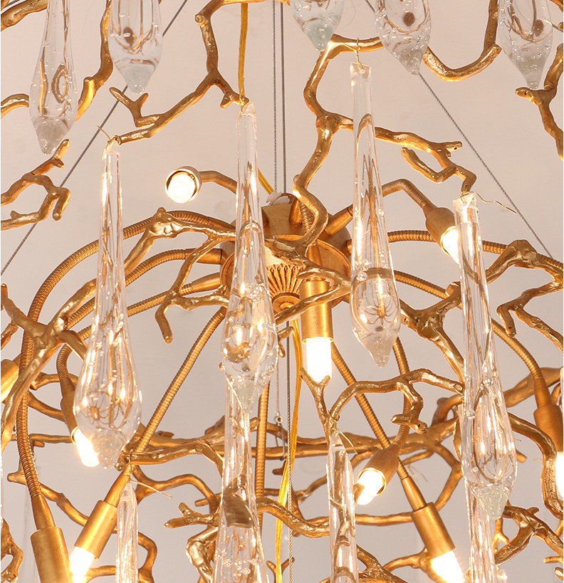 Crystal Living Room Lobby Chandeliers Modern Luxury Foyer Round Hanging Light