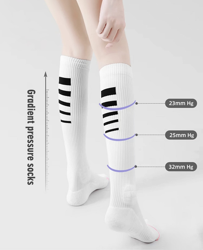 Colourful Long Knee High Stockings Breathable Athletic Running Compression Socks