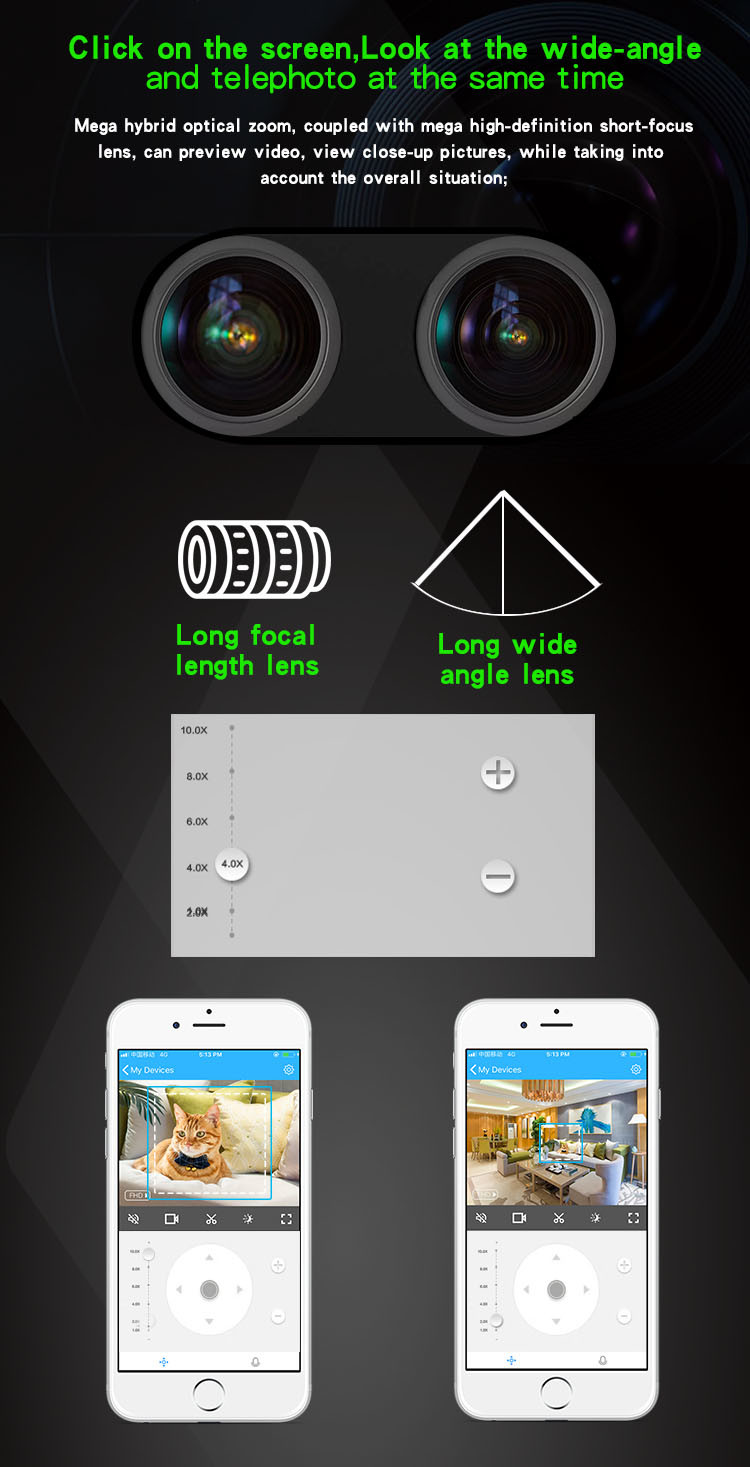Binocular PTZ Surveillance Camera Two Way Voice Intercom 1080P PTZ WIFI IP Camera