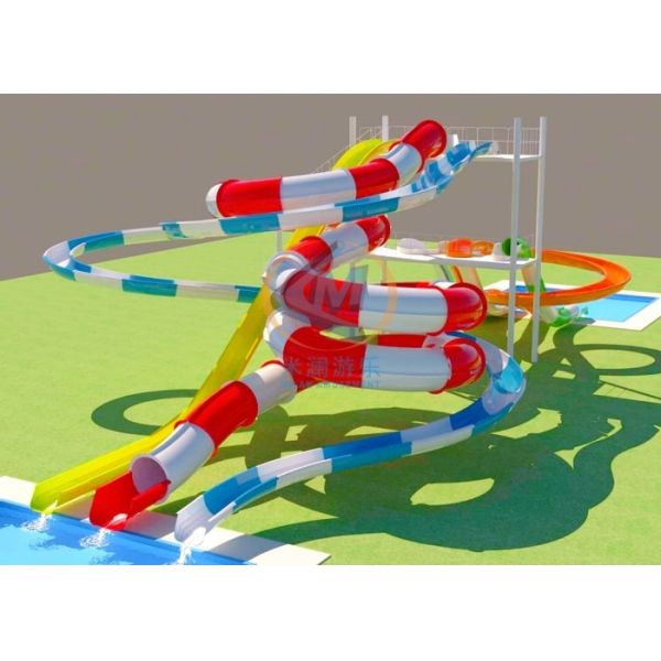 Custom Height Water Park Slide Design Symmetrical Layout 0.9m Pool Depth