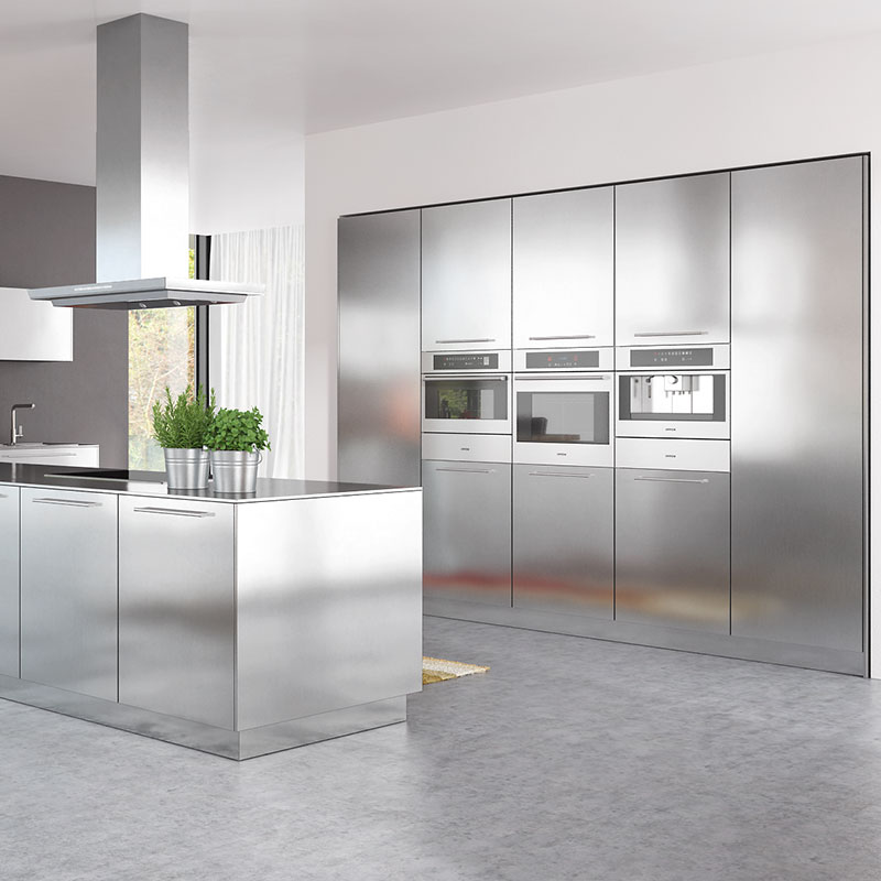 Simple Modern Stainless Steel Kitchen Cabinet Islands Style 2D 3D Drawing