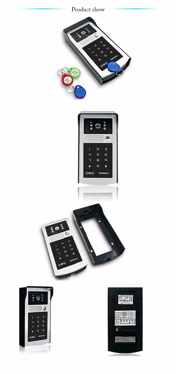 7inch touch key and intercom system unlock by password and ID card WIFI video door phone for villa