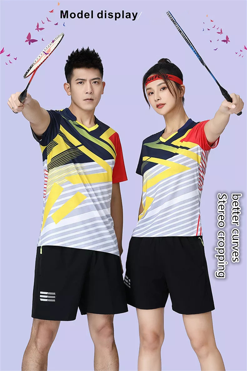Hot Sale Custom logo Size Women Table Tennis Uniform Tennis Cloths Women and Men Sublimation Print Badminton Jersey