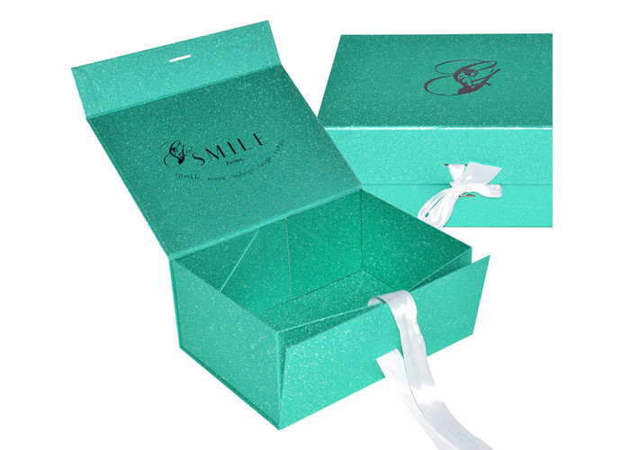 Custom Magnetic Closure Flip Lid Cardboard Shoe Boxes With Silver Foil Stamped Logo