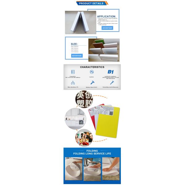 Waterproof and popular cabinet furniture 18mm plastic sheet pvc foam sheet