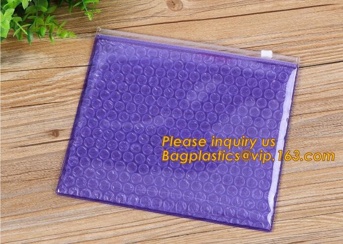 Holographic Factory Shiny gold Cosmetic bag Zipper Bubble Bag zip-lock Slider Padded Mailer metallic bubble zipper bagea