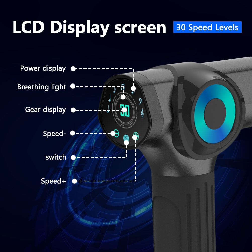 2500mAh Super Quiet Electric Handheld Sports Massager Brushless LCD Screen