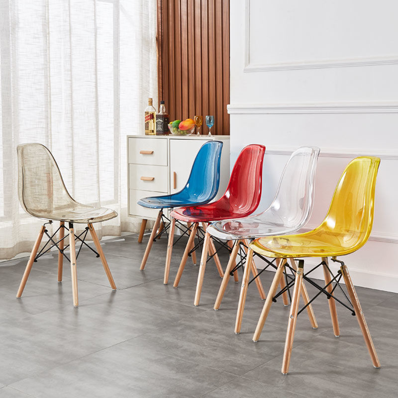 Clear Chair, Armless Acrylic Desk Chair with Golden Feet Swivel Molded Plastic Shell Chair Adjustable