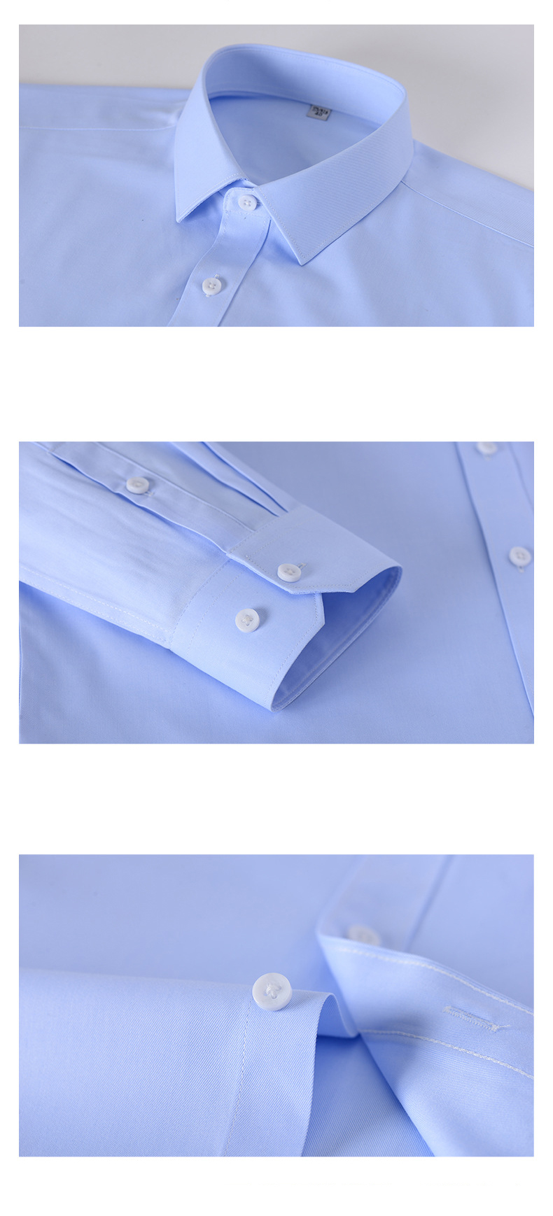 Anti-wrinkle 100S Men's Oversized Convertible Cuff Length Dress Shirts in 100% Cotton