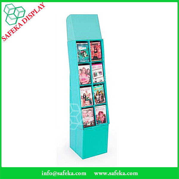 8 pockets Paper material book shelf cardboard point of sale display shelves for retail stores