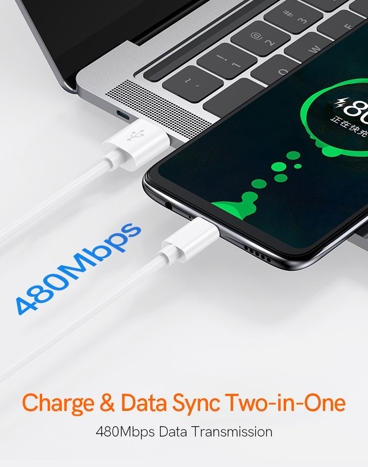PVC USB Type C Charging Cable 1m 3A Type C Data Transfer Cable