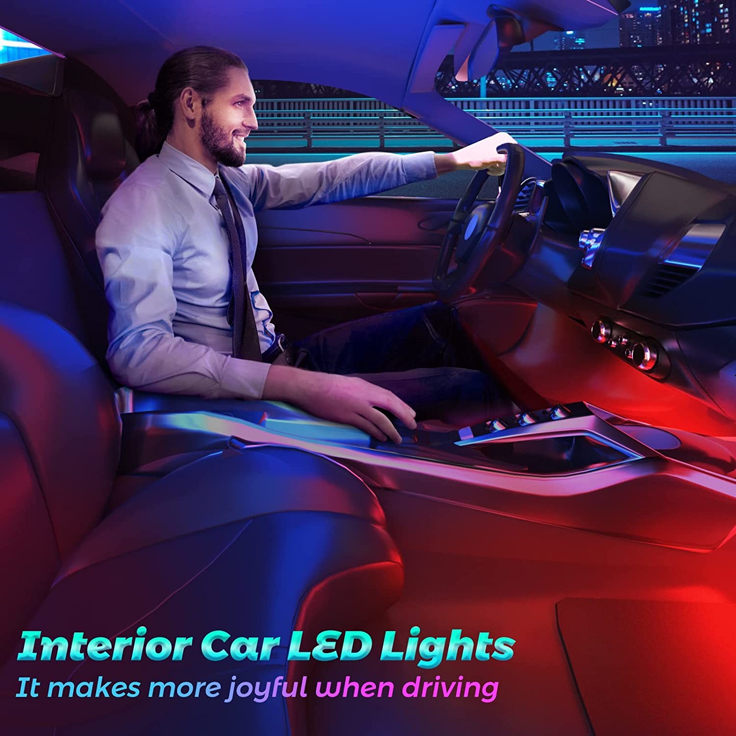 4 Pcs 48 Led Strip Car Interior Atmosphere Lights IP65 With USB Port APP Control