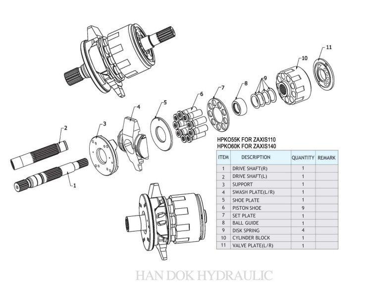 HPK055K ZAX100 Main Pump Parts HITACHI Excavator Hydraulic Pump Parts