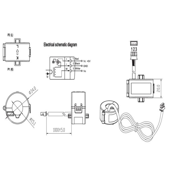 100A 50/60Hz Split Core Current Transformer Sensor DC / AC Current Transformer