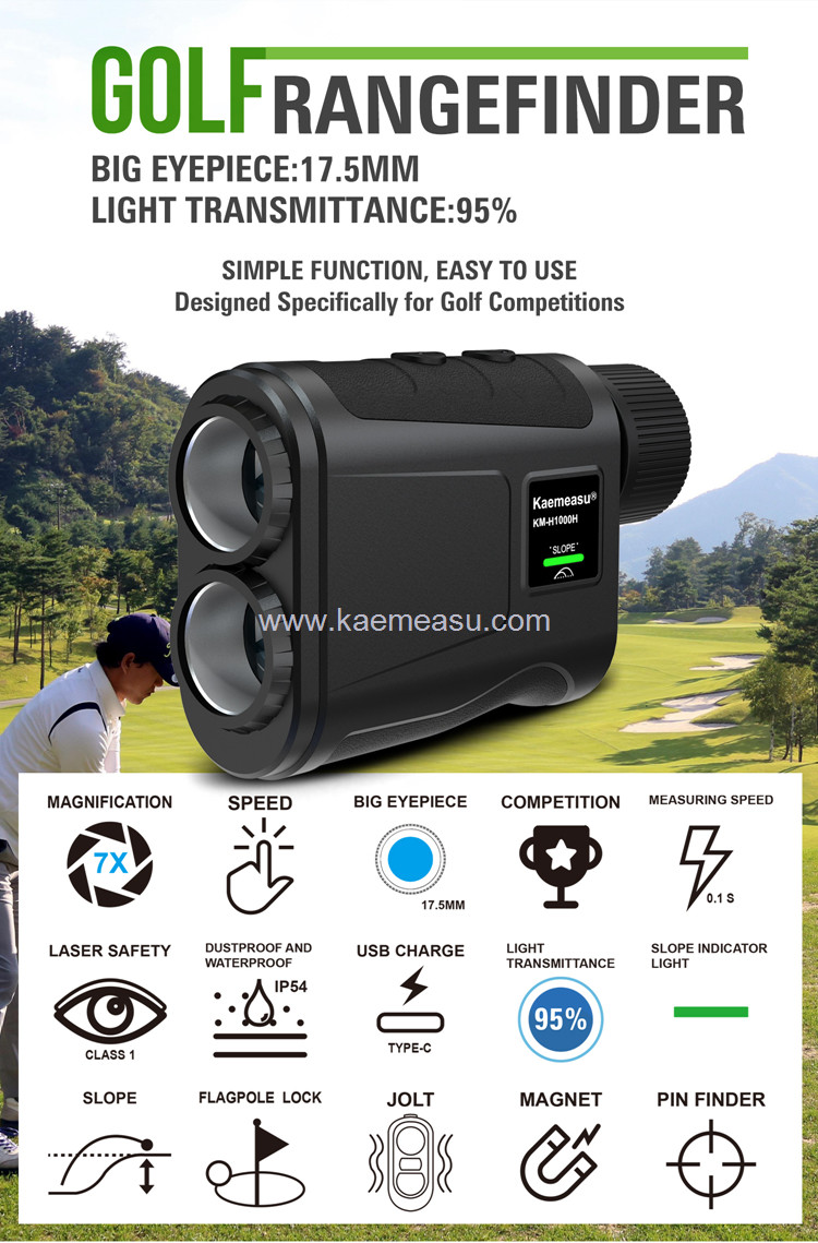 kaemeasu 1500m Optical Telescope Golf Rnagefinder USB Charging Distance Meter 95% Transmittance H1500H