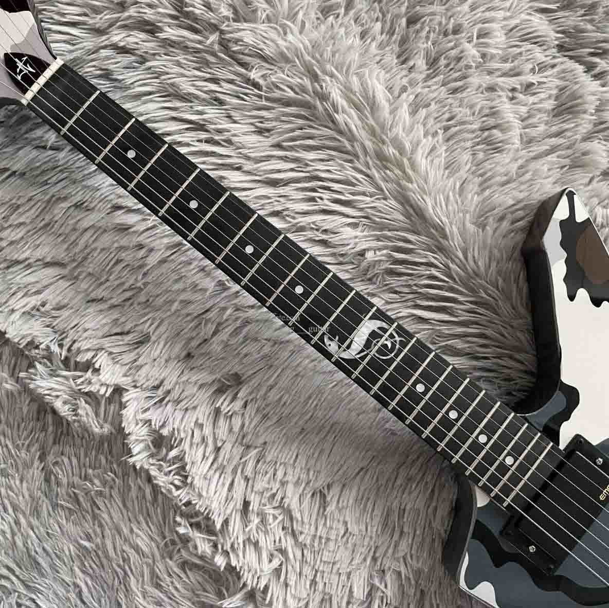 Custom Snake Byte James Hetfield Signature Camo Electric Guitar with 9V Active Pickup, EMG Pickups, Black Hardware