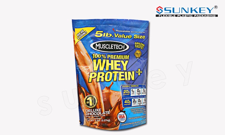 Whey Protein Coffee Tea Packaging Aluminum Foil Clear Stand Up Pouch With Zipper