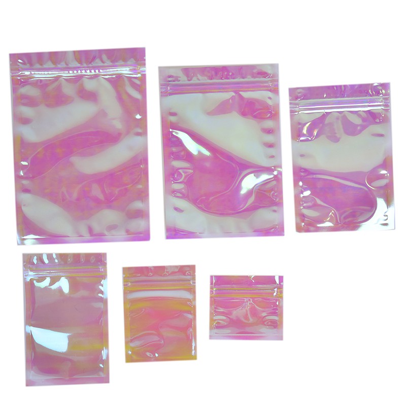 PVC Custom Zipper Bag Iridescent Laser Holographic Plastic Clothing Bag