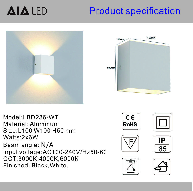 IP65 water proofing external wall lamp outside COB 6W led wall lights exterior led wall lamp outdoor light