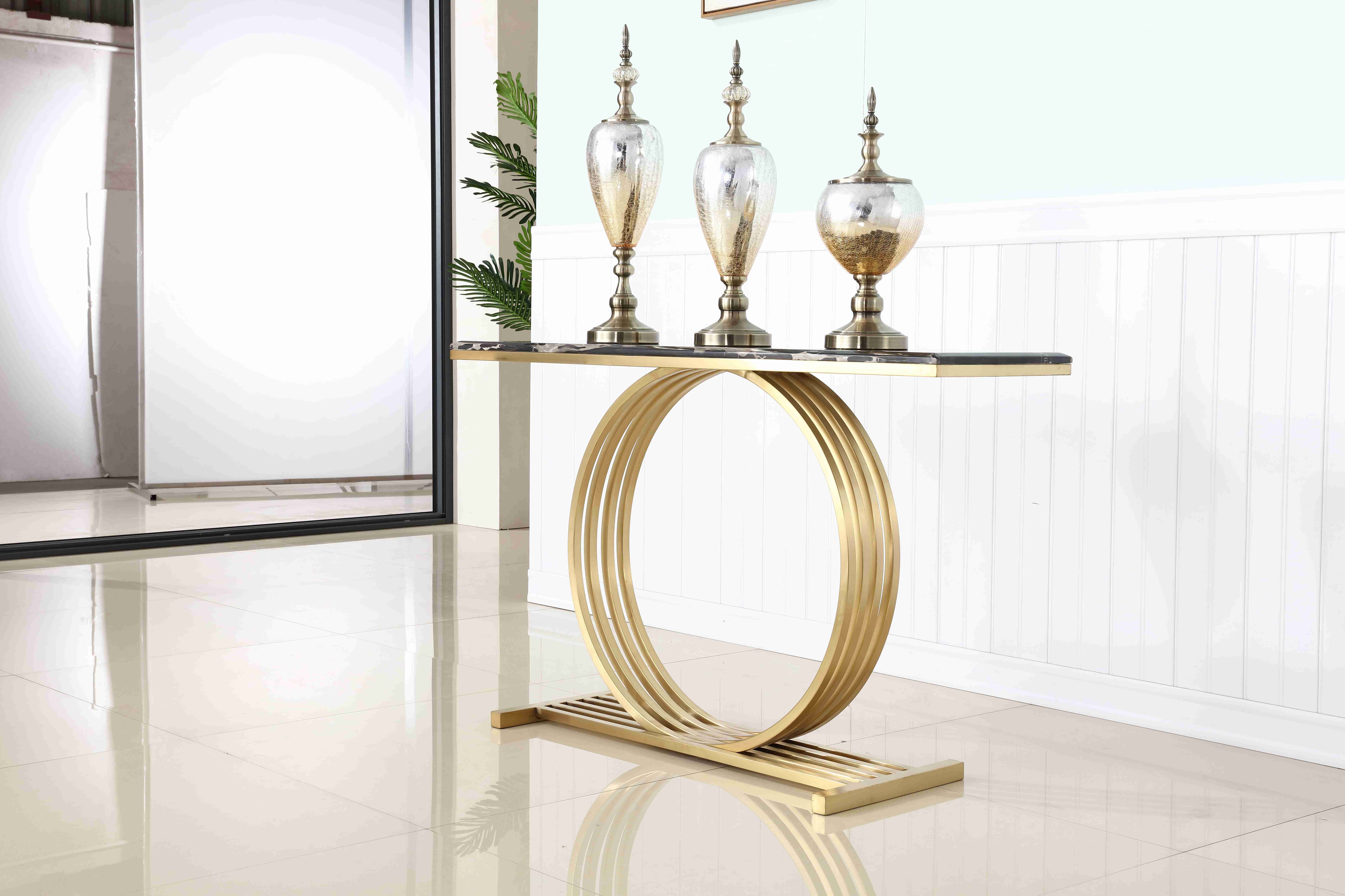 Luxury Marble Top Stainless Steel Base Hallway Corner Living Room Console Table Decorative