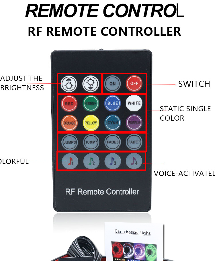 Colorful Voice Control Ambience Car Headlight Led Strip Decorative RF Rgb 5050