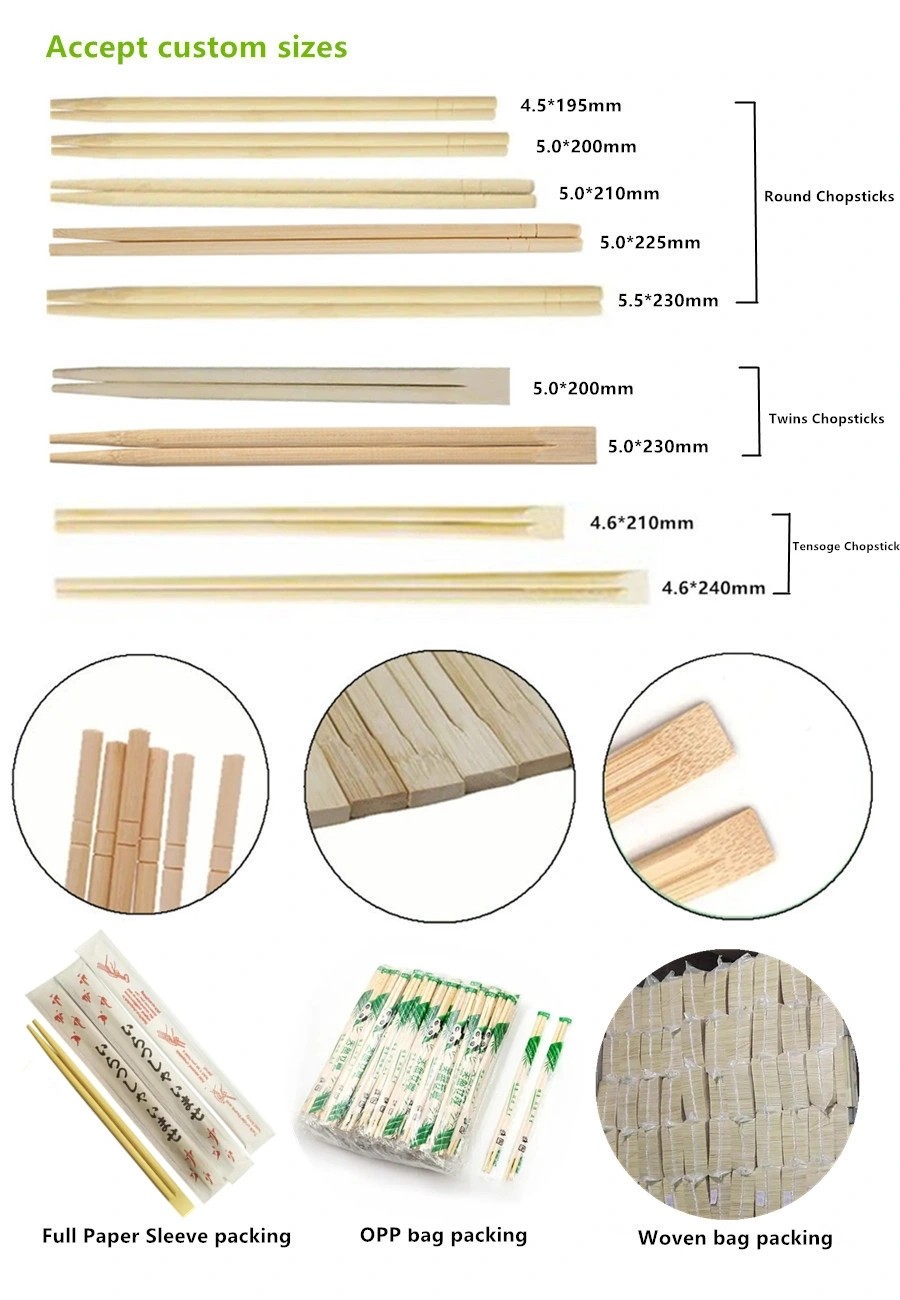 Disposable Individually Wrapped Twins bamboo Chopsticks 24cm Half Whole Cover