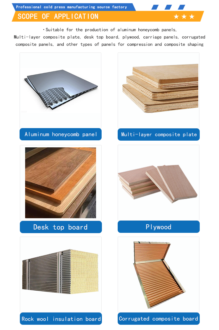 380V / 50Hz Automatic Cold Press Machine 6 Cylinders Hydraulic Wood Press Machine for Aluminum honeycomb panel stainless steel honeycomb panel wooden