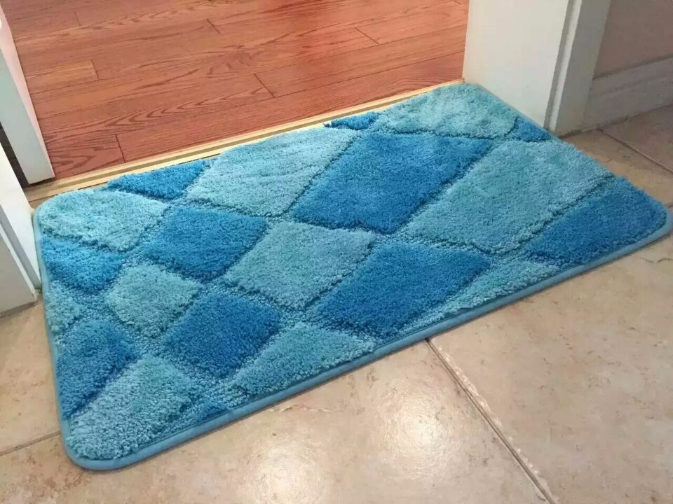 Polyester hand tufted pattern modern bath room mat with latex backing
