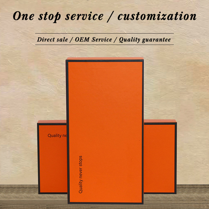Orange Custom Logo Phone Case Paper Packaging Box Custom Lid And Base Wholesale