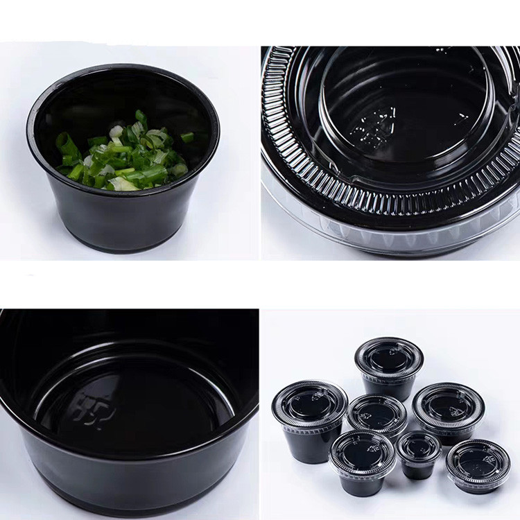 Black Color PET Lid 1.5OZ Disposable Sauce Cup